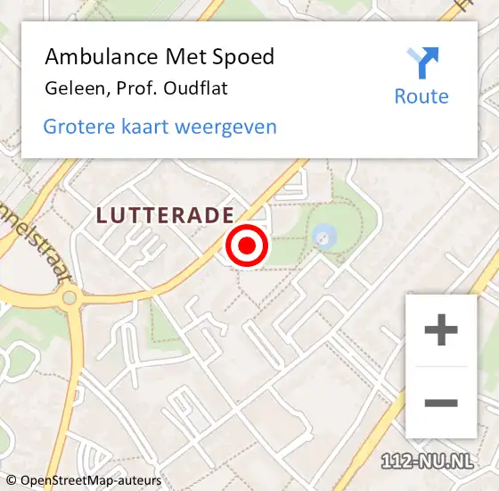 Locatie op kaart van de 112 melding: Ambulance Met Spoed Naar Geleen, Prof. Oudflat op 8 oktober 2014 17:37