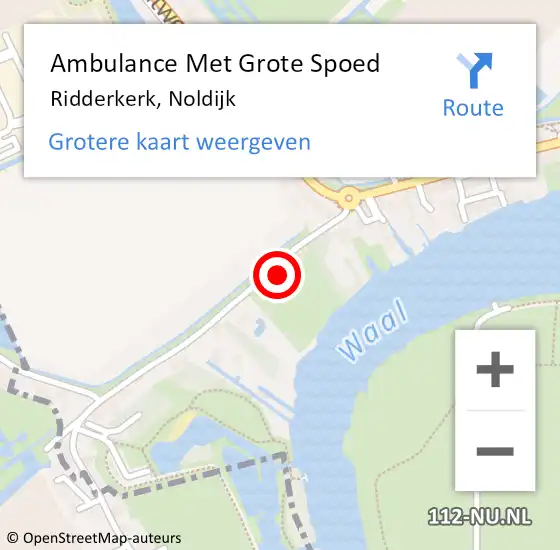 Locatie op kaart van de 112 melding: Ambulance Met Grote Spoed Naar Ridderkerk, Noldijk op 7 juni 2024 23:31