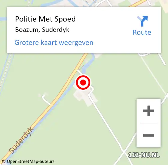 Locatie op kaart van de 112 melding: Politie Met Spoed Naar Boazum, Suderdyk op 7 juni 2024 23:41