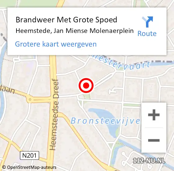 Locatie op kaart van de 112 melding: Brandweer Met Grote Spoed Naar Heemstede, Jan Miense Molenaerplein op 8 juni 2024 00:02