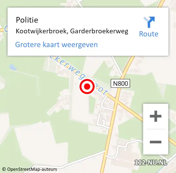 Locatie op kaart van de 112 melding: Politie Kootwijkerbroek, Garderbroekerweg op 8 juni 2024 00:24