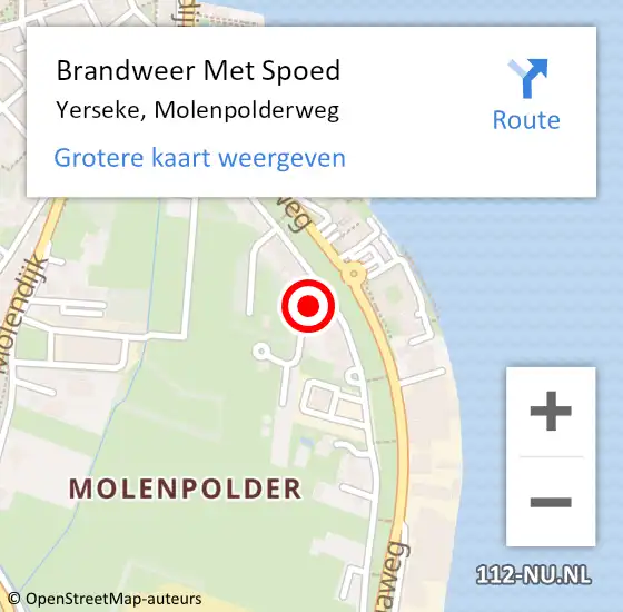 Locatie op kaart van de 112 melding: Brandweer Met Spoed Naar Yerseke, Molenpolderweg op 8 juni 2024 00:36