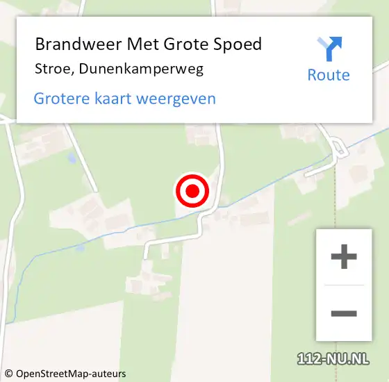 Locatie op kaart van de 112 melding: Brandweer Met Grote Spoed Naar Stroe, Dunenkamperweg op 8 juni 2024 00:45