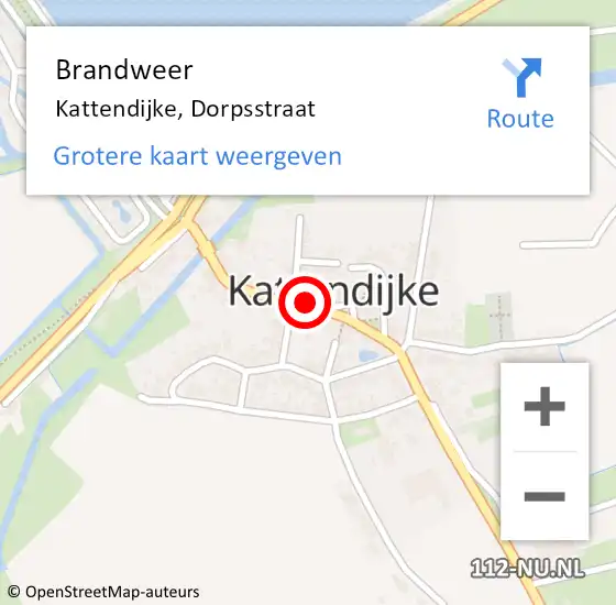 Locatie op kaart van de 112 melding: Brandweer Kattendijke, Dorpsstraat op 8 juni 2024 01:35