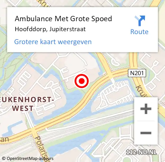 Locatie op kaart van de 112 melding: Ambulance Met Grote Spoed Naar Hoofddorp, Jupiterstraat op 8 juni 2024 01:36