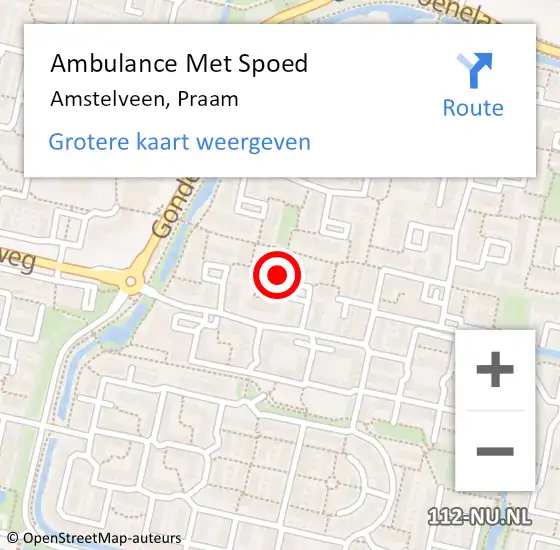 Locatie op kaart van de 112 melding: Ambulance Met Spoed Naar Amstelveen, Praam op 8 juni 2024 01:42