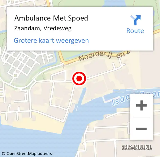 Locatie op kaart van de 112 melding: Ambulance Met Spoed Naar Zaandam, Vredeweg op 8 juni 2024 01:53