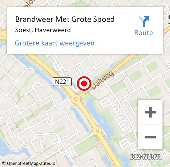 Locatie op kaart van de 112 melding: Brandweer Met Grote Spoed Naar Soest, Haverweerd op 8 juni 2024 01:58