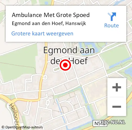 Locatie op kaart van de 112 melding: Ambulance Met Grote Spoed Naar Egmond aan den Hoef, Hanswijk op 8 juni 2024 02:07