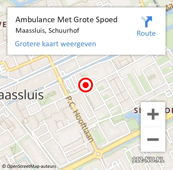 Locatie op kaart van de 112 melding: Ambulance Met Grote Spoed Naar Maassluis, Schuurhof op 8 juni 2024 02:34