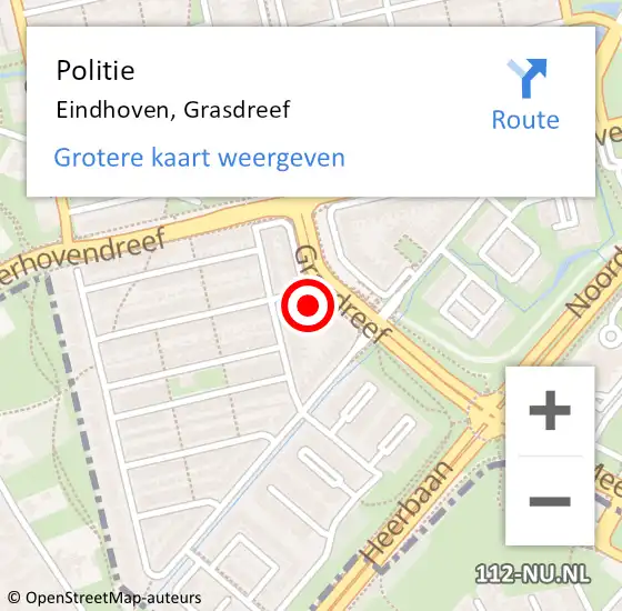 Locatie op kaart van de 112 melding: Politie Eindhoven, Grasdreef op 8 juni 2024 02:44