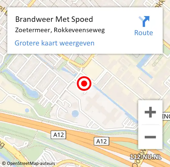 Locatie op kaart van de 112 melding: Brandweer Met Spoed Naar Zoetermeer, Rokkeveenseweg op 8 juni 2024 02:55