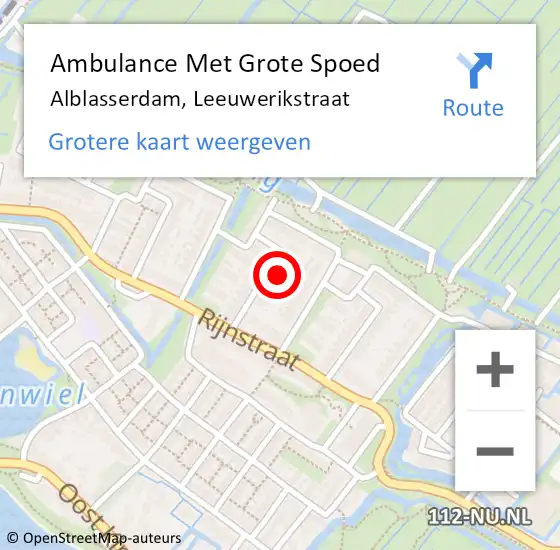 Locatie op kaart van de 112 melding: Ambulance Met Grote Spoed Naar Alblasserdam, Leeuwerikstraat op 8 juni 2024 03:07