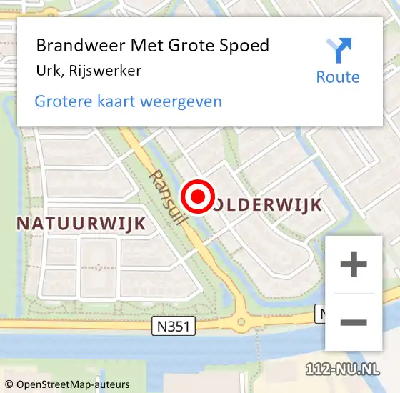 Locatie op kaart van de 112 melding: Brandweer Met Grote Spoed Naar Urk, Rijswerker op 8 juni 2024 03:20