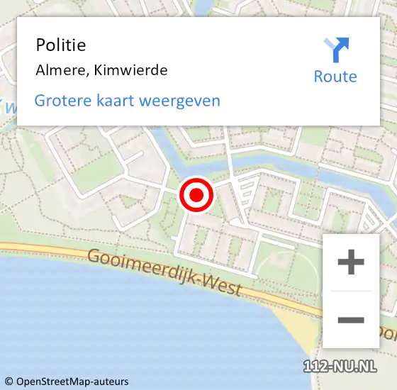 Locatie op kaart van de 112 melding: Politie Almere, Kimwierde op 8 juni 2024 03:43