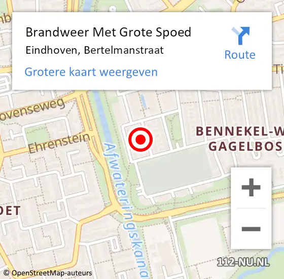 Locatie op kaart van de 112 melding: Brandweer Met Grote Spoed Naar Eindhoven, Bertelmanstraat op 8 juni 2024 05:15