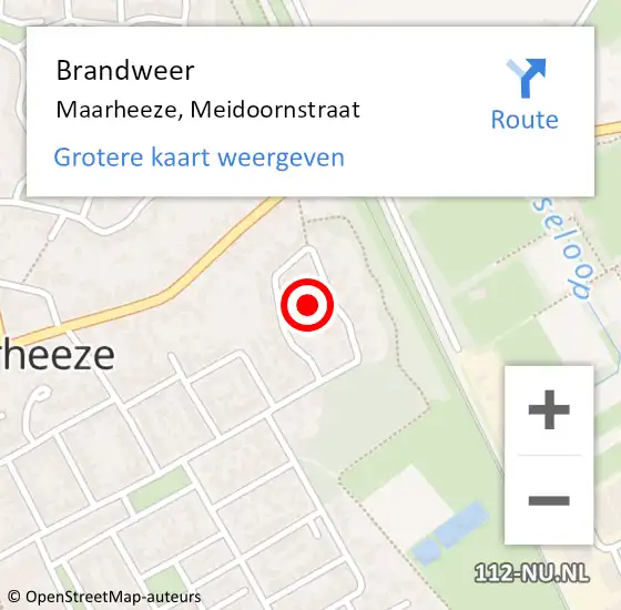 Locatie op kaart van de 112 melding: Brandweer Maarheeze, Meidoornstraat op 8 juni 2024 07:32