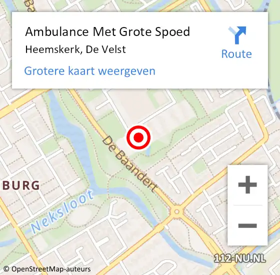 Locatie op kaart van de 112 melding: Ambulance Met Grote Spoed Naar Heemskerk, De Velst op 8 juni 2024 09:02