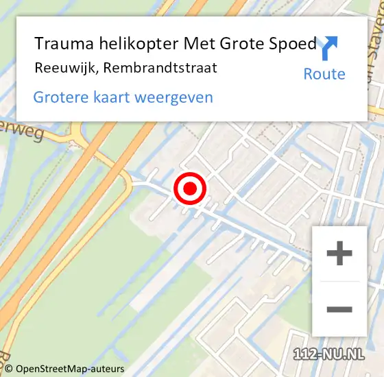 Locatie op kaart van de 112 melding: Trauma helikopter Met Grote Spoed Naar Reeuwijk, Rembrandtstraat op 8 juni 2024 09:03