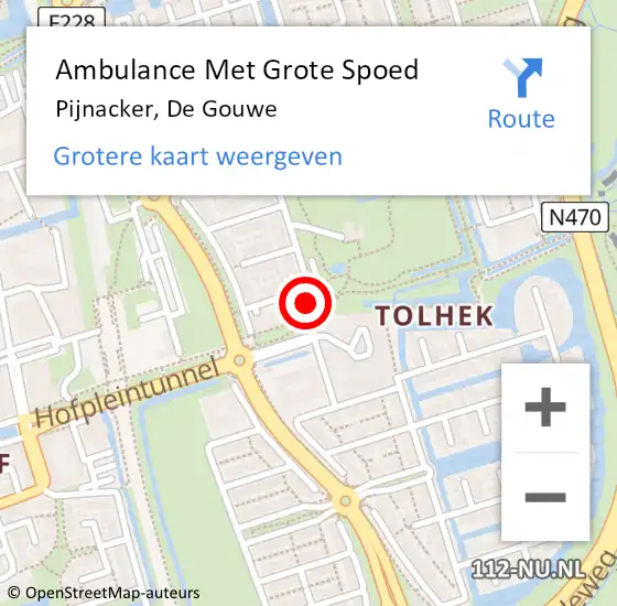 Locatie op kaart van de 112 melding: Ambulance Met Grote Spoed Naar Pijnacker, De Gouwe op 8 juni 2024 09:06