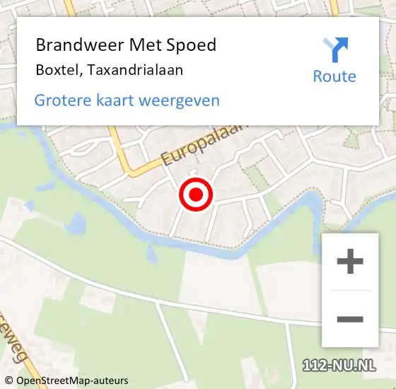 Locatie op kaart van de 112 melding: Brandweer Met Spoed Naar Boxtel, Taxandrialaan op 8 juni 2024 09:47