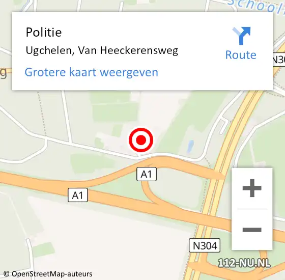 Locatie op kaart van de 112 melding: Politie Ugchelen, Van Heeckerensweg op 8 juni 2024 10:24