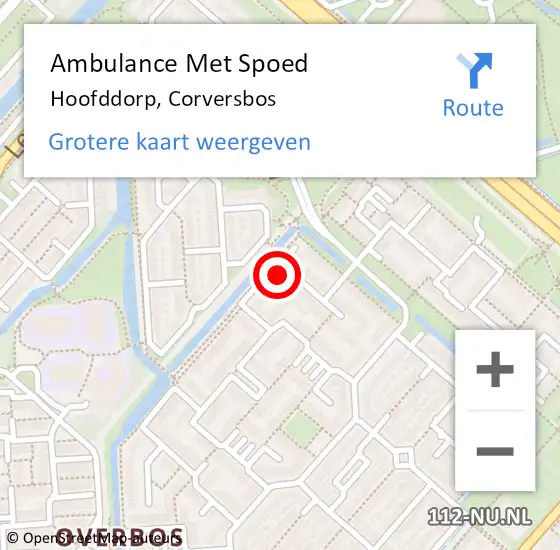 Locatie op kaart van de 112 melding: Ambulance Met Spoed Naar Hoofddorp, Corversbos op 8 juni 2024 10:26