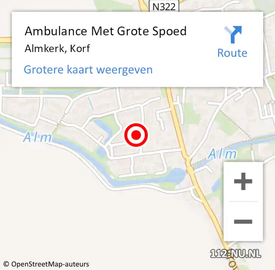 Locatie op kaart van de 112 melding: Ambulance Met Grote Spoed Naar Almkerk, Korf op 8 juni 2024 10:26