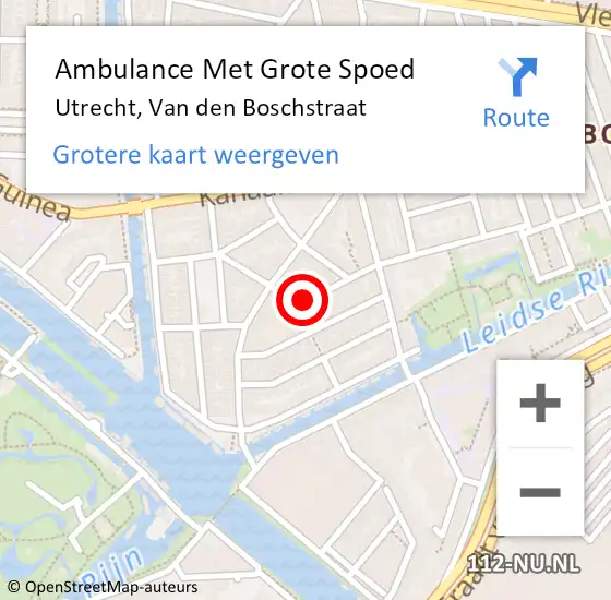 Locatie op kaart van de 112 melding: Ambulance Met Grote Spoed Naar Utrecht, Van den Boschstraat op 8 oktober 2014 18:26