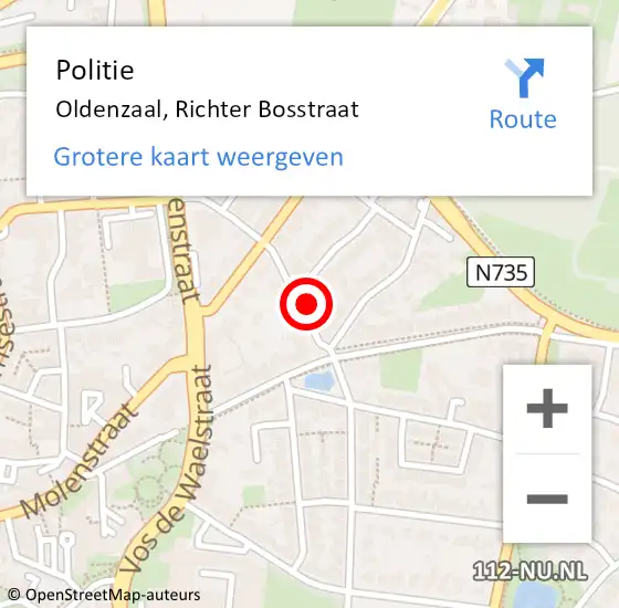 Locatie op kaart van de 112 melding: Politie Oldenzaal, Richter Bosstraat op 8 juni 2024 10:41