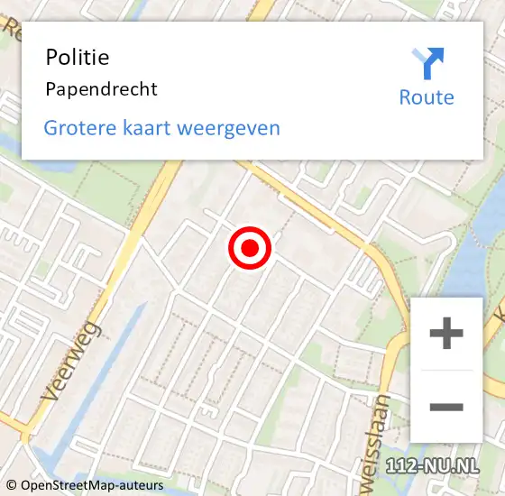 Locatie op kaart van de 112 melding: Politie Papendrecht op 8 juni 2024 10:43