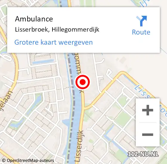 Locatie op kaart van de 112 melding: Ambulance Lisserbroek, Hillegommerdijk op 8 juni 2024 10:44