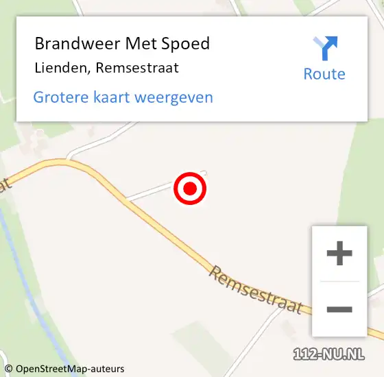 Locatie op kaart van de 112 melding: Brandweer Met Spoed Naar Lienden, Remsestraat op 8 juni 2024 10:50