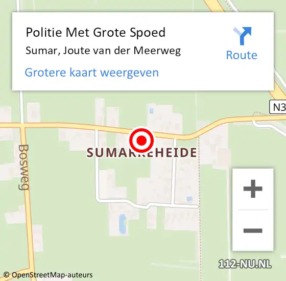 Locatie op kaart van de 112 melding: Politie Met Grote Spoed Naar Sumar, Joute van der Meerweg op 8 juni 2024 11:03