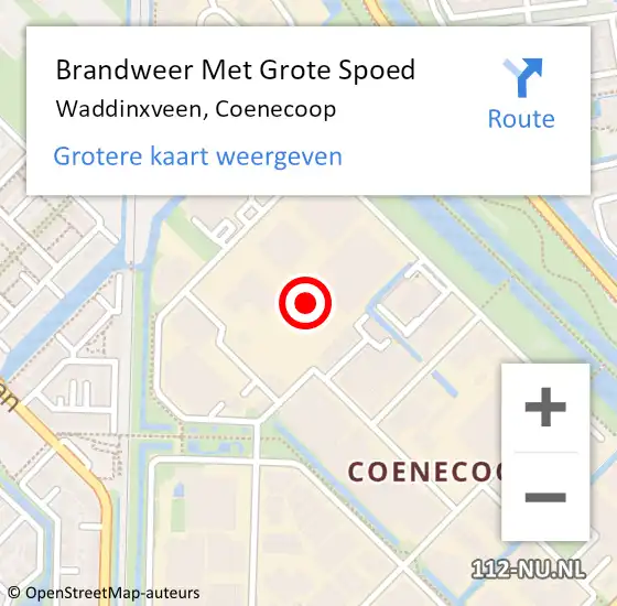 Locatie op kaart van de 112 melding: Brandweer Met Grote Spoed Naar Waddinxveen, Coenecoop op 8 juni 2024 11:05