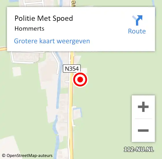 Locatie op kaart van de 112 melding: Politie Met Spoed Naar Hommerts op 8 juni 2024 11:24