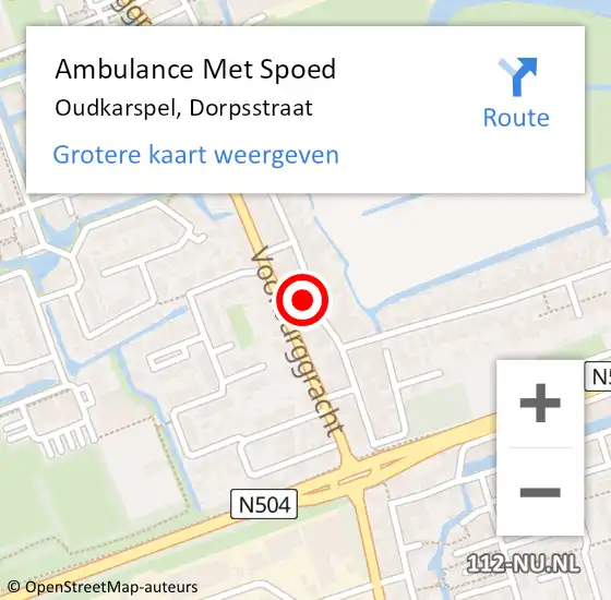 Locatie op kaart van de 112 melding: Ambulance Met Spoed Naar Oudkarspel, Dorpsstraat op 8 juni 2024 11:27