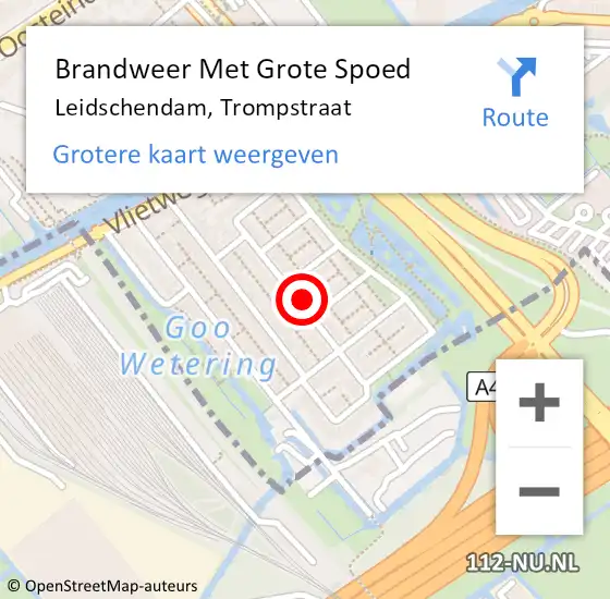 Locatie op kaart van de 112 melding: Brandweer Met Grote Spoed Naar Leidschendam, Trompstraat op 8 juni 2024 11:33