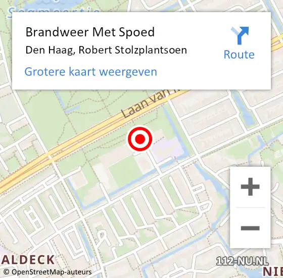 Locatie op kaart van de 112 melding: Brandweer Met Spoed Naar Den Haag, Robert Stolzplantsoen op 8 juni 2024 11:43