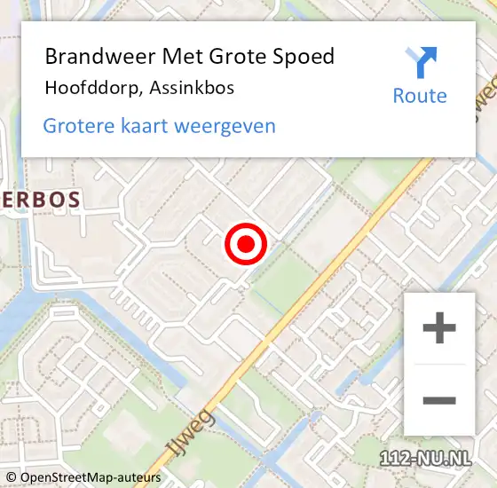 Locatie op kaart van de 112 melding: Brandweer Met Grote Spoed Naar Hoofddorp, Assinkbos op 8 juni 2024 11:53