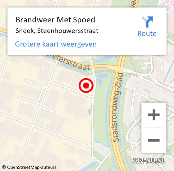 Locatie op kaart van de 112 melding: Brandweer Met Spoed Naar Sneek, Steenhouwersstraat op 8 juni 2024 11:56