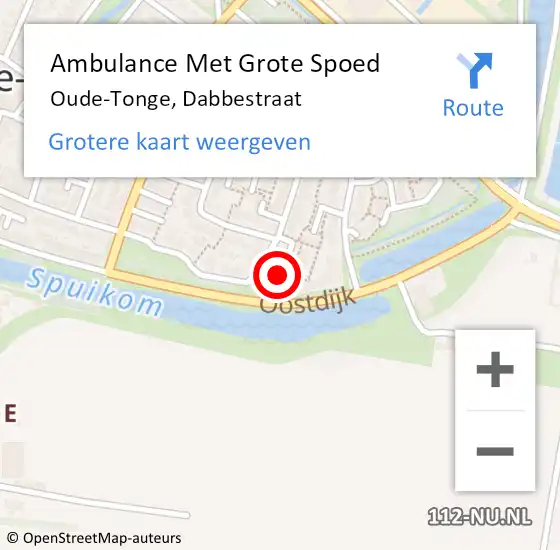 Locatie op kaart van de 112 melding: Ambulance Met Grote Spoed Naar Oude-Tonge, Dabbestraat op 8 juni 2024 12:09