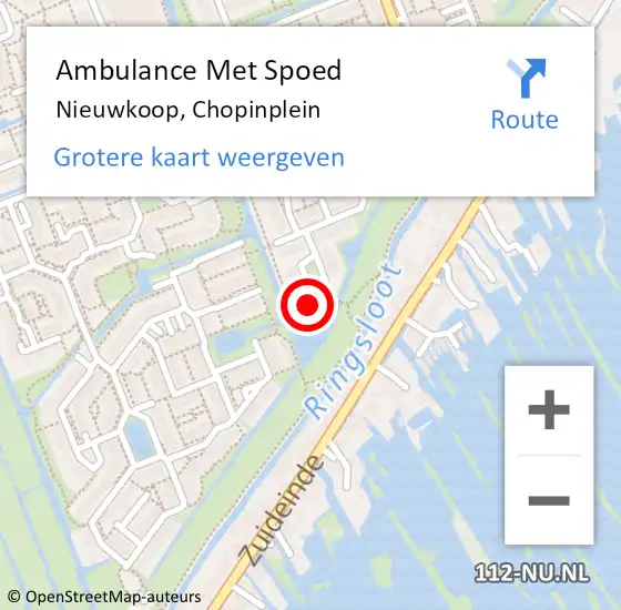 Locatie op kaart van de 112 melding: Ambulance Met Spoed Naar Nieuwkoop, Chopinplein op 8 juni 2024 12:10