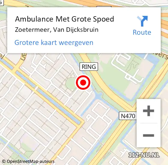 Locatie op kaart van de 112 melding: Ambulance Met Grote Spoed Naar Zoetermeer, Van Dijcksbruin op 8 juni 2024 12:20