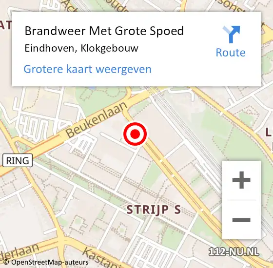 Locatie op kaart van de 112 melding: Brandweer Met Grote Spoed Naar Eindhoven, Klokgebouw op 8 juni 2024 12:38