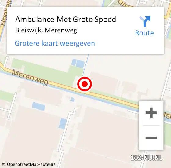 Locatie op kaart van de 112 melding: Ambulance Met Grote Spoed Naar Bleiswijk, Merenweg op 8 juni 2024 12:38