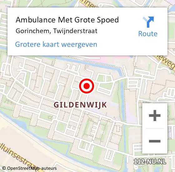 Locatie op kaart van de 112 melding: Ambulance Met Grote Spoed Naar Gorinchem, Twijnderstraat op 8 juni 2024 12:43