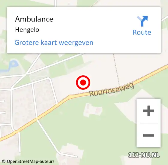 Locatie op kaart van de 112 melding: Ambulance Hengelo op 8 juni 2024 12:44