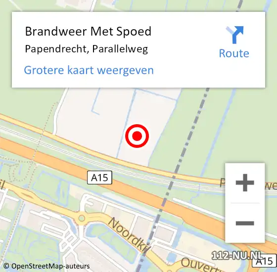 Locatie op kaart van de 112 melding: Brandweer Met Spoed Naar Papendrecht, Parallelweg op 8 juni 2024 13:08