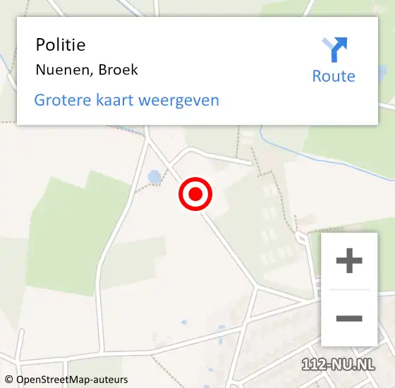 Locatie op kaart van de 112 melding: Politie Nuenen, Broek op 8 juni 2024 13:22